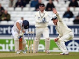 Luke Ronchi and Brendon McCullum appeal for the wicket of Alastair Cook during day five of the Second Test between England and New Zealand on June 2, 2015