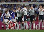 French captain Zinedine Zidane (L) scores France's equaliser against England during their opening match at the European Nations football championships at the Estadio da Luz in Lisbon on 13 June 2004