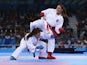 Elena Quirici of Switzerland (blue) competes with Alisa Theresa Buchinger of Austria (red) in the Women's Karate Kumite -68kg semi finals during day two of the Baku 2015 European Games at Crystal Hall on June 14, 2015 