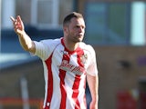 Chris Beardsley of Stevenage in action during the Sky Bet League Two match between Stevenage and Northampton Town at the Lamex Stadium on April 11, 2015