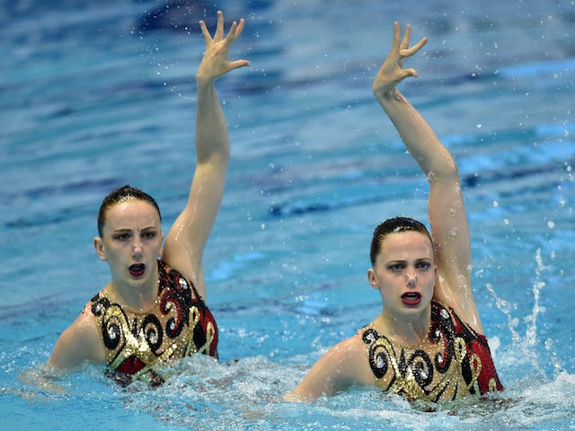 Genevieve Randall and Jodie Cowie of Great Britain perform their routine in the duet free routine final during day three of the Synchro Japan Open 2015 at Tokyo Tatsumi International Swimming Pool on May 4, 2015