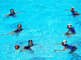 Team GB and Greece face off in the women's water polo prelim at the European Games in Baku on June 12, 2015