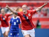 Isabell Herlovsen of Norway celebrates as she scores their third goal during the FIFA Women's World Cup Canada 2015 Group B match between Norway and Thailand at Lansdowne Stadium on June 7, 2015