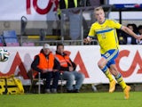 John Guidetti of Sweden in action during the UEFA Under-21 Championship qualifying match between Sweden and France in Orjans Vall Stadium on October 14, 2014