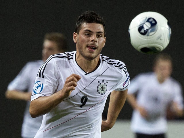 Germany's forward Kevin Volland controls the ball during the 2013 UEFA U-21 Championship group B football match between Germany and Spain in the coastal city of Netanya, north of Tel Aviv, on June 9, 2013