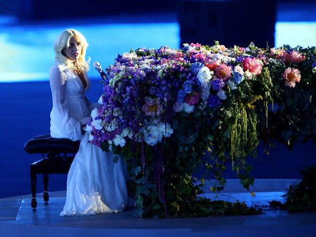 Singer Lady Gaga performs during the Opening Ceremony for the Baku 2015 European Games at the Olympic Stadium on June 12, 2015