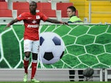 Quincy Promes of FC Spartak Moscow celebrates after scoring a goal during the Russian Premier League match between FC Spartak Moscow and FC Rubin Kazan at the Arena Otkritie Stadium on April 26, 2015