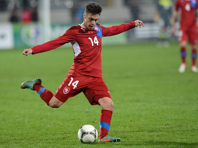 Vaclav Kadlec of Czech Republic in action during the UEFA European Under-21 Championship play-off second leg match between Russia and Czech Republic held on October 16, 2012