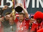 Wade Elliot of Bristol City lifts the trophy after the Johnstone's Paint Trophy Final between Bristol City and Walsall at Wembley Stadium on March 22, 2015