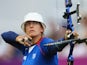 Berengere Schuh of France competes during her Women's Individual Archery Quarter Final match against Khatuna Lorig of the United States on Day 6 of the London 2012 Olympic Games at Lord's Cricket Ground on August 2, 2012