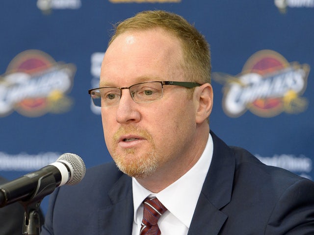 David Griffin of the Cleveland Cavaliers answers questions during media day at Cleveland Clinic Courts on September 26, 2014