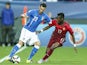 Davide Zappacosta of Italy (L) competes for the ball with Carlos Mane of Portugal during the UEFA Under21 European Championship 2015 match between Italy and Portugal at Mestsky Fotbalovy Stadium on June 21, 2015