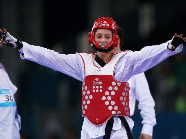 Jade Jones celebrates after winning gold at the 2015 European Games in Baku on June 17, 2015
