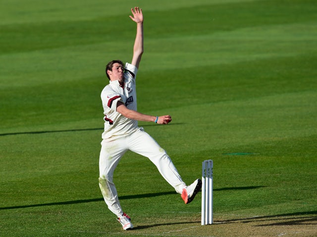 Somerset bowler Jamie Overton in action during day two of the Division One LV County Championship match between Somerset and Middlesex at The County Ground on April 27, 2015