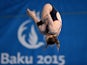 Lois Toulson of Great Britain competes in the Women's Diving Platform Final during day six of the Baku 2015 European Games at the Baku Aquatics Centre on June 18, 2015 