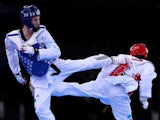 Great Britain's Martin Stamper in action during his preliminary taekwondo bout against Filip Grgic at the 2015 European Games in Baku
