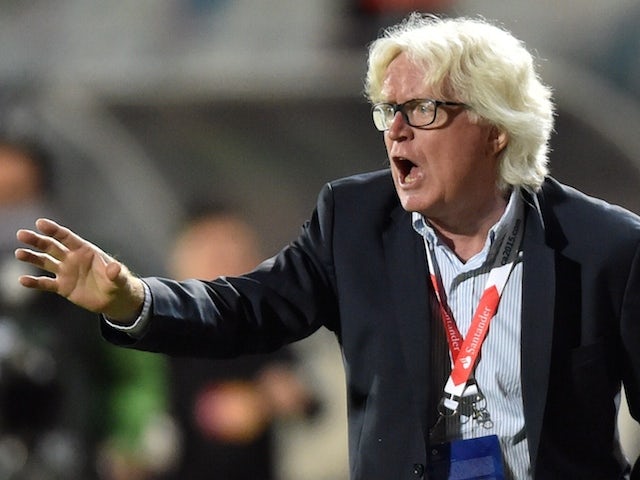 Jamaica's head coach Winfried Schäfer gestures during their 2015 Copa America football championship match against Paraguay, in Antofagasta, Chile, on June 16, 2015