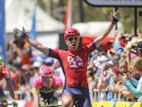 Wouter Wippert of the Netherlands reacts as he wins stage six of the 2015 Tour Down Under cycling competition in Adelaide on January 25, 2015