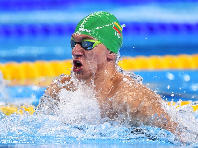 Andrius Sidlauskas of Lithuania competes in the Men's 50m Breaststroke final on day thirteen of the Baku 2015 European Games at the Baku Aquatics Centre on June 25, 2015