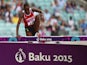 Chaltu Beji of Azerbaiajn clears the water jump during the Women's 3000 metres steeplechase on day nine of the Baku 2015 European Games at the Olympic Stadium on June 21, 2015