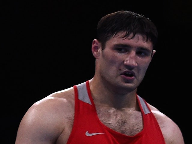 Gasan Gimbatov of Russia in the Men's Boxing Super Heavyweight (+91kg) Final during day fourteen of the Baku 2015 European Games at Crystal Hall on June 26, 2015