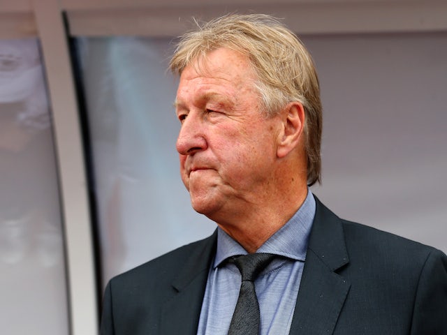 Horst Hrubesch, head coach Germany reacts before the UEFA European Under-21 semi final match Between Portugal and Germany at Ander Stadium on June 27, 2015