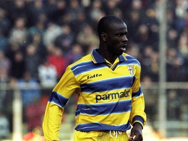Lilian Thuram of Parma in action during the UEFA Cup Round 3 Leg 2 match against Rangers in Parma, Italy