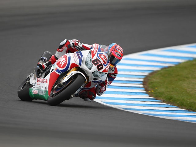 Michael van der Mark of the Netherlands rides the #60 Pata Honda World Superbike team Honda CBR1000RR SP during the practice session for the World Superbikes World Championship Australian Round at Phillip Island Grand Prix Circuit on February 20, 2015