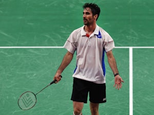 Pablo Abian of Spain competes in the Men's Singles semi final against Kestutsis Navickas of Lithuainia during day fifteen of the Baku 2015 European Games at at Baku Sports Hall on June 27, 2015