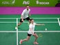 Chloe Magee (R) and Sam Magee of Ireland compete against Samuel Cali and Fiorella Marie Sadowski of Malta in the Badminton Mixed Doubles Group A match during day thirteen of the Baku 2015 European Games at Baku Sports Hall on June 25, 2015