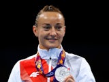 Silver medalist Sandra Drabik of Poland poses during the medal ceremony for the Women's Flyweight 48-51kg final on day thirteen of the Baku 2015 European Games at the Crystal Hall on June 25, 2015