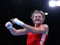 Team GB boxer Sandy Ryan celebrates victory at the European Games on June 23, 2015