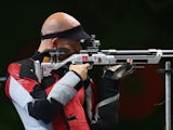 Steffen Olsen of Denmark competes in the Mixed Team 10m Air Rifle Final during day ten of the Baku 2015 European Games at the Baku Shooting Centre on June 22, 2015