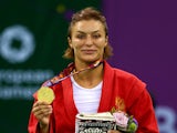 Yana Kostenko of Russia poses with her gold medal from the Women's Sambo -60kg Final during day ten of the Baku 2015 European Games at the Heydar Aliyev Arena on June 22, 2015