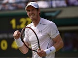 Britain's Andy Murray celebrates winning his men's singles second round match against Netherlands' Robin Haase on day four of the 2015 Wimbledon Championships at The All England Tennis Club in Wimbledon, southwest London, on July 2, 2015