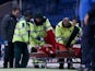 Murray Davidson of St Johnstone is stretchered off during the Scottish League Cup Quarter final between Rangers and St Johnstoneat Ibrox Stadium on October 28, 2014