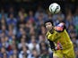 Chelsea's Czech goalkeeper Petr Cech throws the ball during the English Premier League football match between Chelsea and Sunderland at Stamford Bridge in London on May 24, 2015