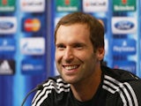 In this handout image provided by UEFA, Petr Cech of Chelsea talks to the media prior to the UEFA Super Cup match between Bayern Muenchen and Chelsea FC at Stadion Eden on August 29, 2013