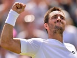 Serbia's Viktor Troicki reacts after beating Germany's Dustin Brown during their men's singles third round match on day six of the 2015 Wimbledon Championships at The All England Tennis Club in Wimbledon, southwest London, on July 4, 2015