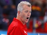 Vital Heynen head coach of Germany gives instructions during the Men's gold medal match between Bulgaria and Germany on day sixteen of the Baku 2015 European Games at Crystal Hall on June 28, 2015