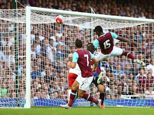 Diafra Sakho of West Ham scores to make it 1-0 during the UEFA Europa League match between West Ham United and FC Lusitans at Boleyn Ground on July 2, 2015