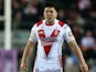 Andre Savelio of St Helens looks on during the First Utility Super League match between St Helens and Catalans Dragons at Langtree Park on February 6, 2015