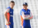 Craig Overton of England stands with twin brother Jamie Overton during England Nets at Trent Bridge on June 16, 2015