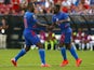 Duckens Nazon #20 of Haiti reacts with Jeff Louis #10 of Haiti after scoring against Panama during the 2015 CONCACAF Gold Cup Group A match between Panama and Haiti at Toyota Stadium on July 7, 2015
