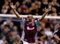 Ian Wright of West Ham United celebrates his goal against Derby County in the FA Carling Premiership match at Upton Park in London