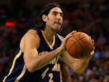 Luis Scola #4 of the Indiana Pacers shoots a free throw during the second quarter against the Boston Celtics at TD Garden on April 1, 2015