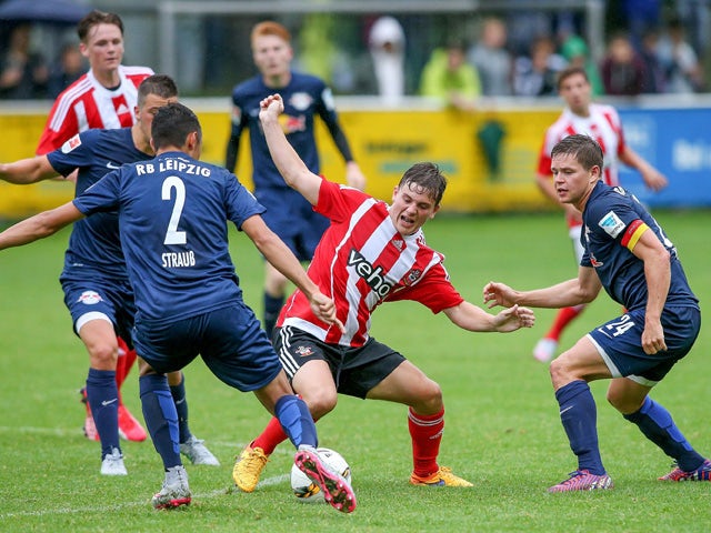 General action is seen during the preseason friendly match between RB Leipzig and FC Southampton at Bischofshofen stadium on July 8, 2015