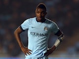 Thierry Ambrose of Manchester City looks on during the FA Youth Cup Semi Final First Leg match between Manchester City and Leicester City at the Etihad Campus on March 11, 2015