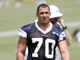 Tyrone Crawford #70 of the Dallas Cowboys works out during rookie minicamp on May 5, 2012