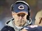 Offensive coordinator Aaron Kromer of the Chicago Bears talks with a player on the sideline during the third quarter at Soldier Field on December 15, 2014